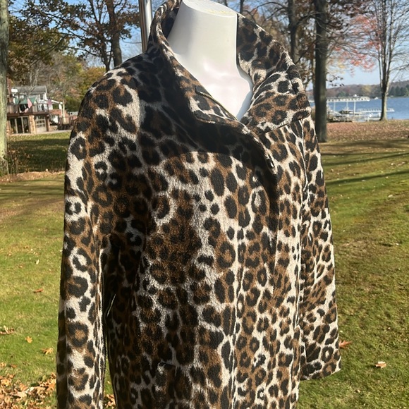 Ellen Tracy lovely leopard print wool blend 3/4 length coat 20W - Picture 4 of 12